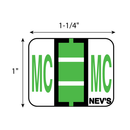 Nevs Tabbie - Filing Labels - Large - Letter MC 1" x 1-1/4" Flr Green XA-T-MC